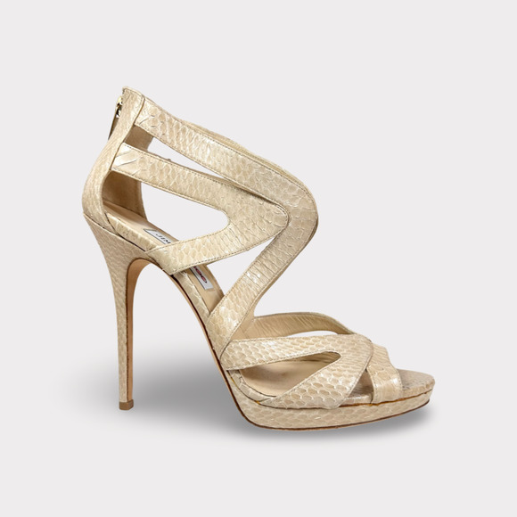 Jimmy Choo Python Strappy Sandal Heel - Women’s 11 - Picture 1 of 8